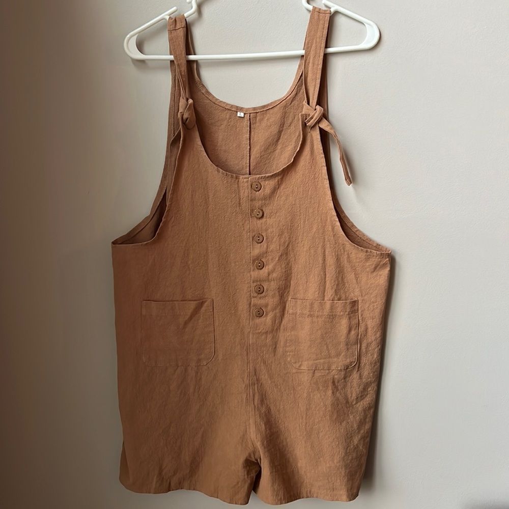 Brown, Dark Khaki One Piece Romper